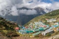 View in Namche bazaar village on the way to Everest base camp Trekking in Nepal.Namche bazaar is famous place with market and Royalty Free Stock Photo