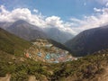 View of Namche Bazaar on the way to Everest base camp, Khumbu valley, Sagarmatha national park, Solukhumbu, Nepal Royalty Free Stock Photo