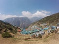 View of Namche Bazaar on the way to Everest base camp, Khumbu valley, Nepal Royalty Free Stock Photo