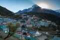 View of Namche bazar and mount thamserku - way to everest base c Royalty Free Stock Photo