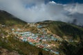 View of Namche bazar and mount thamserku - way to everest base c Royalty Free Stock Photo