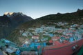 View of Namche bazar and mount thamserku - way to everest base c Royalty Free Stock Photo