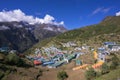 View on Namche Bazar in sunny day, Khumbu district, Nepal.