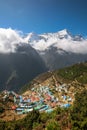 View at Namche Bazar village in Khumbu valley Royalty Free Stock Photo