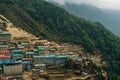 View of Namche bazar - way to everest base camp, Khumbu valley, Sagarmatha national park, Solukhumbu, Nepal Royalty Free Stock Photo