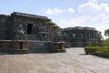 View of Nandi Mandapa and Hoysaleshwara Temple, Halebid, Karnataka. View from South West.