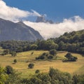 View of Naranjo the Bulnes, also known as Picu Urriellu, Spain Royalty Free Stock Photo