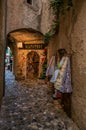 View of narrow alley with shop in Saint-Paul-de-Vence.