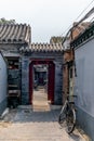 A view of a narrow alley in a traditional Beijing Hutong in Chin Royalty Free Stock Photo