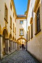 view of a narrow corridor inside of the mel abbey in austria...IMAGE