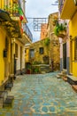 View of a narrow street in Castelmola, Sicily, Italy Royalty Free Stock Photo