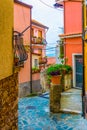 View of a narrow street in Castelmola, Sicily, Italy Royalty Free Stock Photo