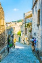 View of a narrow street in the historical center of Les Baux de Provence, France