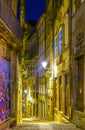 View of a narrow street in the historical center of Porto, Portugal Royalty Free Stock Photo