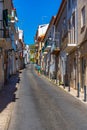 View of a narrow street in Nazare, Portugal