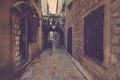 View narrow street in old town of Budva. Montenegro.