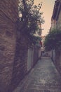 View narrow street in old town of Budva. Montenegro.