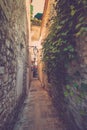 View narrow street in old town of Budva. Montenegro.