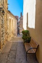 View of a narrow street in the old town of Hvar, Croatia Royalty Free Stock Photo