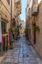 View of a narrow street in the old town of Hvar, Croatia Royalty Free Stock Photo