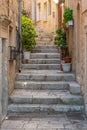View of a narrow street in the old town of Korcula, Croatia Royalty Free Stock Photo
