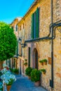View of a narrow street in the spanish town Valldemossa at Mallorca
