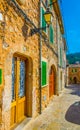 View of a narrow street in the spanish town Valldemossa at Mallorca