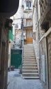 View of narrow street with stone houses and stairs in old town, beautiful architecture, sunny day, Split, Dalmatia, Croatia Royalty Free Stock Photo