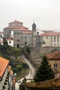 View of a narrow street to Convent de Santa Maria de Belvis monastery in Santiago de Compostela Royalty Free Stock Photo