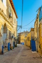 View of a narrow street in Tsfat/Safed, Israel Royalty Free Stock Photo