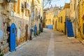 View of a narrow street in Tsfat/Safed, Israel Royalty Free Stock Photo