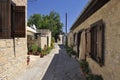 View of the narrow streets in old village Omodos, Cyprus