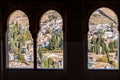 View from Nasrid Palaces (Palacios Nazaries) at Alhambra in Granada, Spa