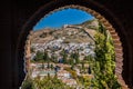 View from Nasrid Palaces (Palacios Nazaries) at Alhambra in Granada, Spa