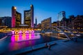 View of Nathan Phillips Square and Toronto Sign in downtown at t