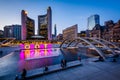 View of Nathan Phillips Square and Toronto Sign in downtown at t