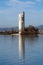 View of the National Carillon reflecting into Lake Burley Griffin