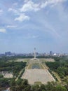 View of the National Monument from the Jakarta National Library Building Royalty Free Stock Photo