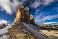 View of the National Park Tre Cime di Lavaredo, Dolomites, South Royalty Free Stock Photo