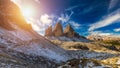 View of the National Park Tre Cime di Lavaredo, Dolomites, South Royalty Free Stock Photo