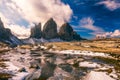 View of the National Park Tre Cime di Lavaredo, Dolomites, South Royalty Free Stock Photo