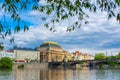 View of the National Theater Building in Prague from the Vltava River. Architecture of Europe Royalty Free Stock Photo