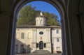 View of the Nativity of Mary Chapel at the Holy Mountain Sacro Monte of Crea, province of Alessandria, Piedmont, Italy Royalty Free Stock Photo