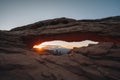 View through Natural Arch, Mesa Arch, Sunrise, Grand View Point Road, Island in the Sky, Canyonlands National Park, Moab