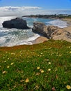 View of the Natural Bridge in the Natural Bridges National Park in Santa Cruz. Royalty Free Stock Photo