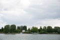 View on the natural landscape at the rhine riverbank in mainz germany