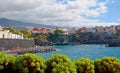 View of natural volcanic beach with black sand and rocky coast in Alcala Tenerife,Canary islands,Spain. Royalty Free Stock Photo