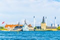 View of naval boats anchoring in Copenhagen, Denmark