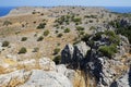 View of Navarone Bay and surrounding area in August. Lindos, Rhodes island, Greece Royalty Free Stock Photo