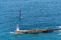 View on a navigational light at the harbor entrance